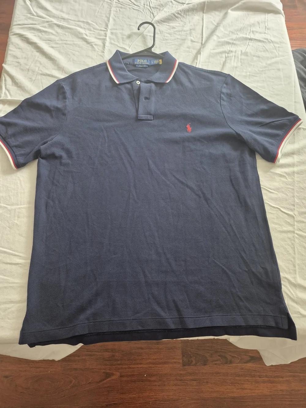 Nwt Ralph Lauren Navy Polo with Red Embroidered Pony & red & White Trim